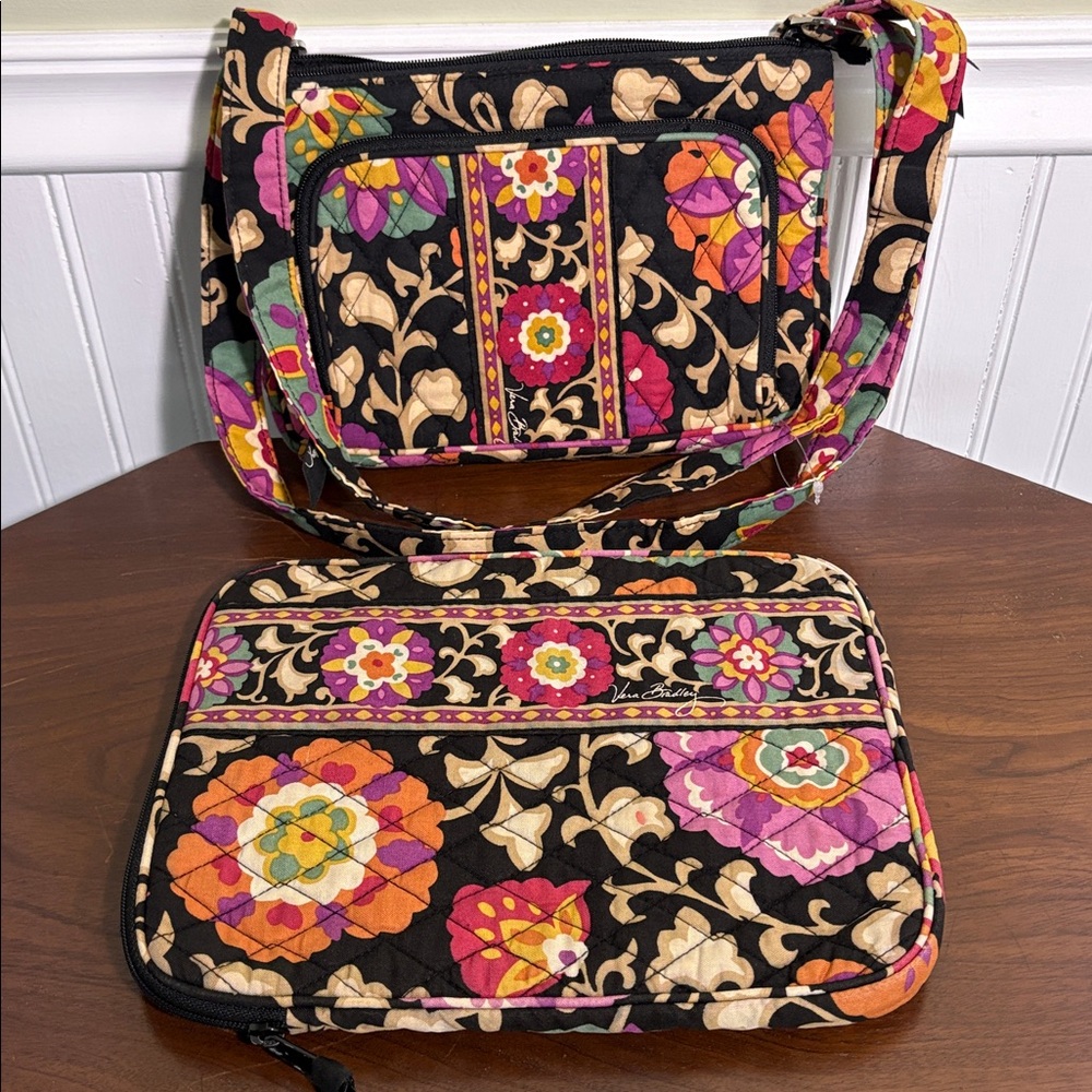 Vera Bradley Small Crossbody & iPad Tablet eReader Case Suzani Pattern Preowned